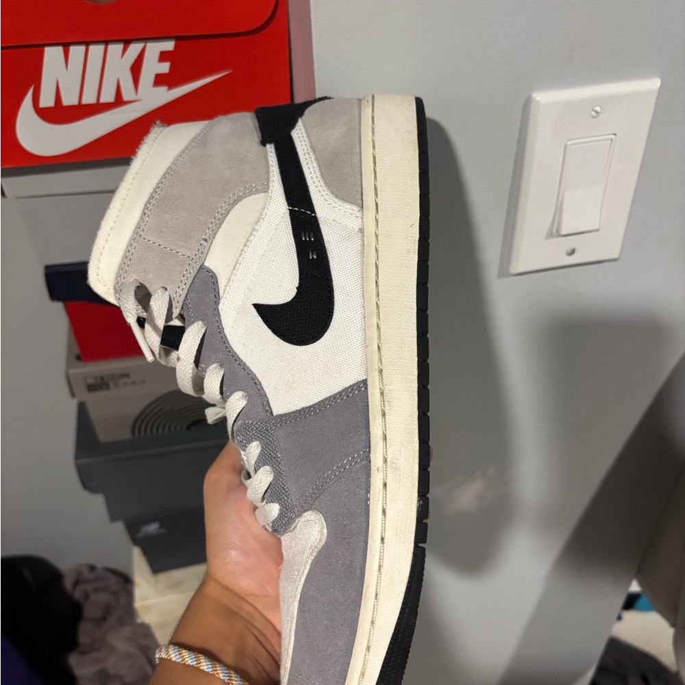 Jordan Men's Gray and Black High-Top Sneakers